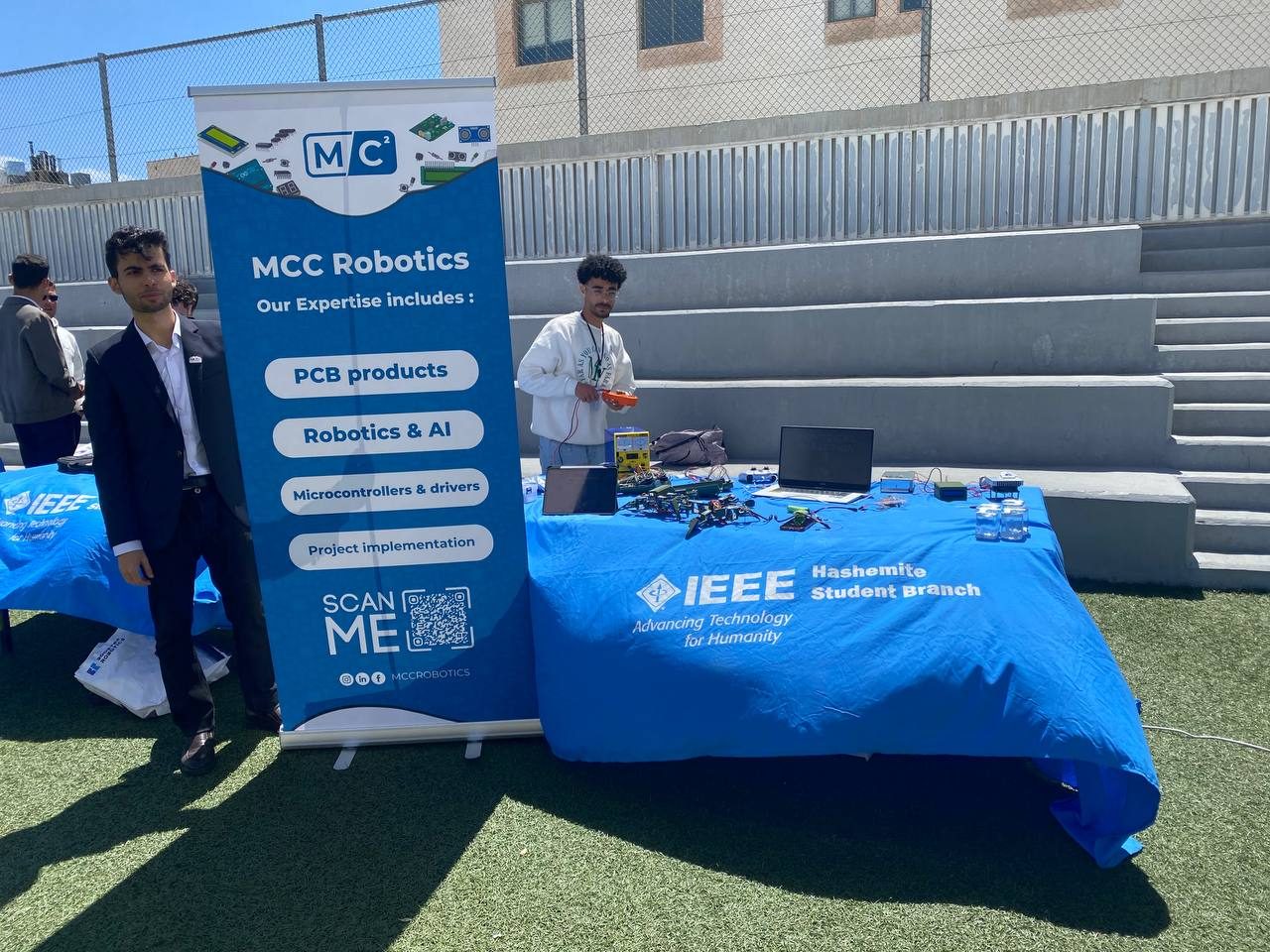 The MCC Robotics booth at an IEEE Hashemite Student Branch event